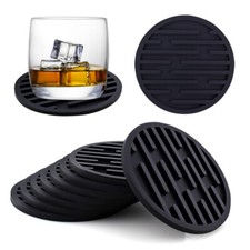 Round Black Silicone Coasters