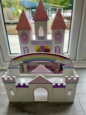 Wooden Castle Dolls House with Figures and Furniture Kids Play Toy