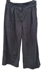 FAT FACE PANTS 12 BLACK WOMENS TROUSERS WIDE LEG RELAXED CROPPED