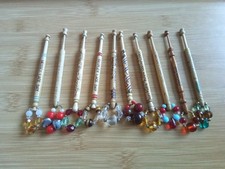 10 Wood Lace Making  Bobbins With Spangles #3