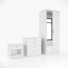 Bedroom Furniture Set High Gloss Wardrobe Chest Of 4 Drawers Bedside Cabinet