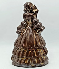 VINTAGE CAST IRON LUSTRE WARE FIREPLACE BRUSH HOLDER. CRINOLINE LADY.  NO BRUSH