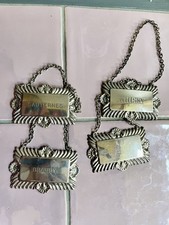 Four Vintage Silver Plated Decanter Labels 