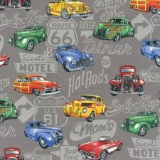 Cars, Bikes, Novelties Quilting fabric, Patchwork, Craft  - Fat quarter