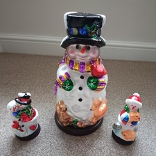 Thomas Pacconi Large Snowman & 2 Smaller Snowman Christmas Ornaments