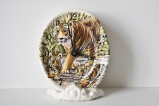 Woodhaven Ceramics Tiger Shelf Clock Novelty Tiger & Cubs Working (D)