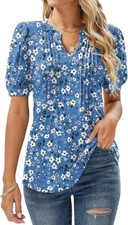 Womens neck tops puff - v,