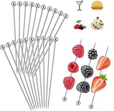 20 Pcs Stainless Steel Cocktail Sticks Reusable Cocktail Sticks Cocktail Sticks