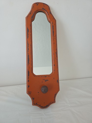 Orange shabby chic wall mirror - wall,