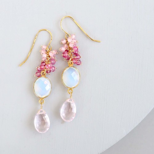 Opal quartz bezel cluster - quartz,