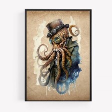steampunk octopus Print Picture Poster Unframed A4 dapper vintage fancy dress