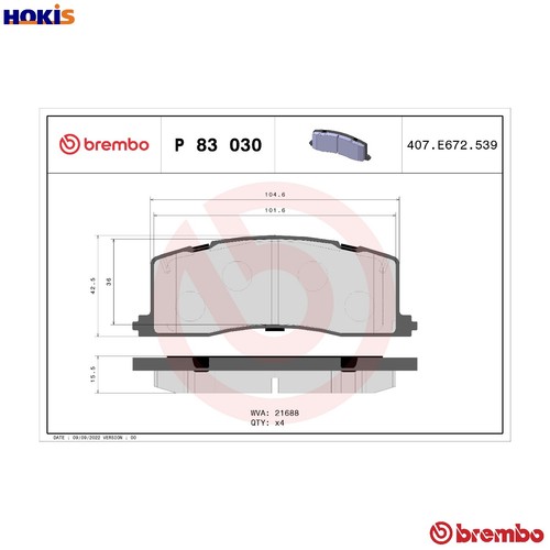 Brake pad set - pad, 83