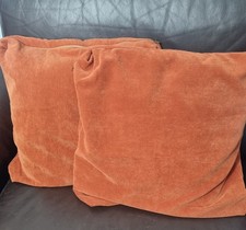 Two Vintage Habitat Courdroy Orange Cushion covers. 1980s.  Retro