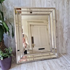 Beautiful Silver Framed Wall Mirror Distressed Finish Rectangular 40x50cm