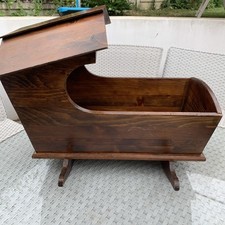 Antique Rocking Cot/Crib Wooden Dark Stained, collection only Bromley Kent