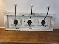 Shabby Chic White Black Coat Rack Hanger Storage Rustic Wood Cottage Core