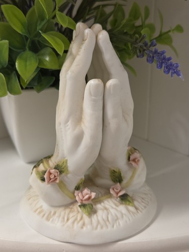 White ceramic praying - ceramic, hands