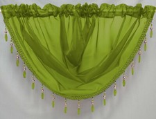 Voile Swags Crystal Beaded - All Colours - Pelmet Valance - Net Curtains Swag