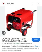 GCL6000H 6.5kW (8kVA) Honda GX390 Petrol Generator *UK MANUFACTURED*