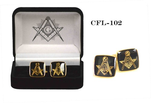 Masonic cufflinks gold tone - masonic,