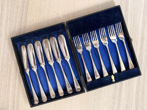 Silver plated fish cutlery set - fish,