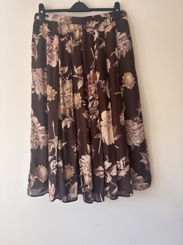 Brown floral pleated midi - floral,