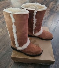 UGG Australia Sundance II Chestnut Suede Sheepskin Tall Boots Size UK 7.5