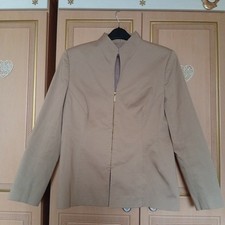 Amanda Wakeley Collarless Beige Cotton Jacket Stitch Detail Size 18/42" Chest