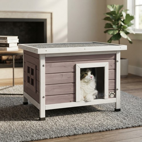 Elegant wooden outdoor cat - elegant,
