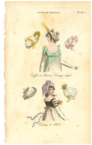 Antique fashion print - print, regency