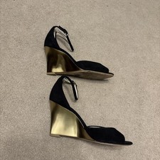 L K Bennett black suede gold