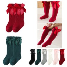 Baby Girl Satin Ribbon Bow Knee Socks Spanish Romany Soft Touch 0-6 Years