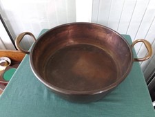 Antique Large 13" Roll Top  Victorian Copper Two Handled Pan 3.4 kilo Circa 1840