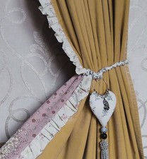 Yellow Velvet Frilled Door Curtain. Floral Lining. Unique. One. 143cmW x 217cmL