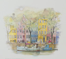 Mads Stage Colour Art Print Copenhagen Christianshavn Canal Scene
