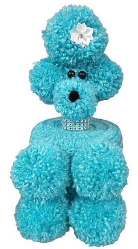 Turquoise aqua crochet poodle - turquoise,