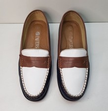 PAVERS SIZE 4UK EU37 WOMENS LEATHER LOW WEDGE HEEL MOC TOE LOAFERS COMFORT SHOES