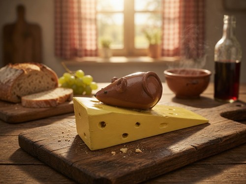 Handmade clay mouse cheese - clay, on