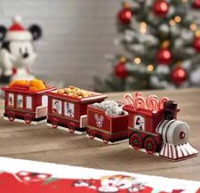 DISNEY STORE MICKEY & FRIENDS CHRISTMAS TRAIN SET OF 4 CERAMIC TREAT SWEET BOWLS