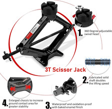 3 Ton Scissor Jack Car Auto Jack Kit 3000kg with Hand Crank Wrench Garage Tools