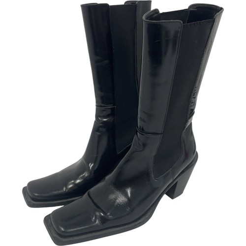 Miista black leather square - black,
