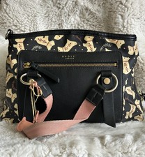 Radley London Dotty Dog Medium Multi pocket Bag Black & Pink original dog tag