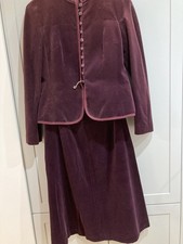 Vintage Feminella Ladies maroon Velvet Jacket & Skirt Boho Sixties Prop (K25/6)