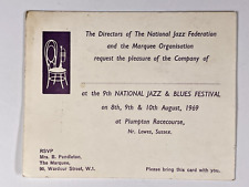 National Jazz And Blues Festival Invitation Pink Floyd The Who Plumpton 1969