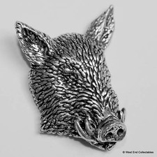 Wild Boar Face Silver Pewter