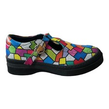 ADESSO Leigh Leather T-bar Shoes Womens UK 4 EU 37 Stained Glass Print - Buckle