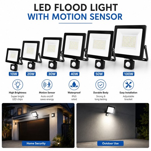 Led floodlight with pir motion - floodlight,