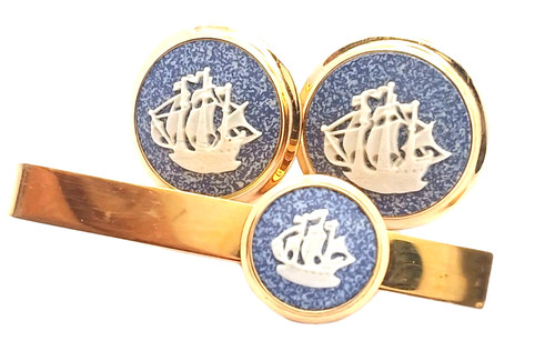 Wedgwood cufflinks tie clip - tie,