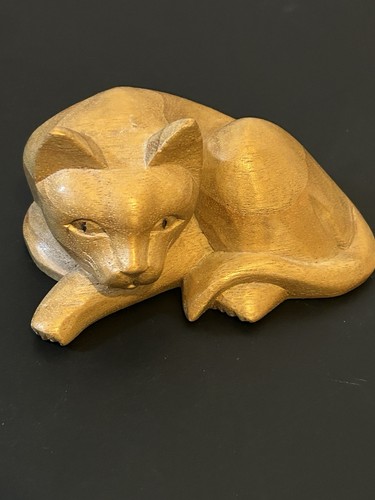 Carved wooden cat ornament