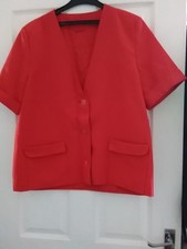 Vintage Ladies Red David Barry Short Sleeved Blazer Jacket Size 18